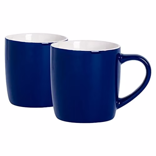 Argon Tableware Blue Stoneware Coffee Mugs, 350ml, Pack of 2