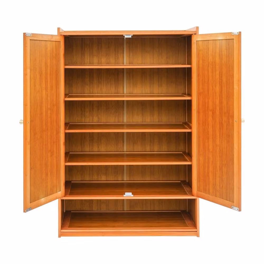 Havendro Brown Modern Shoe Storage Cabinet with 2 Hinged Doors and Internal Shelves – 3