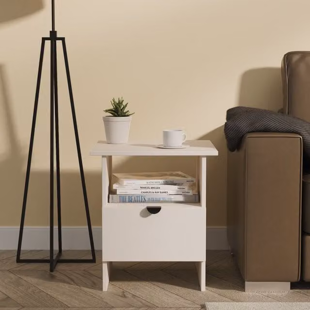 Ready Assembled 2 U Norway Bottom Drawer Lamp Table in Taupe – 1