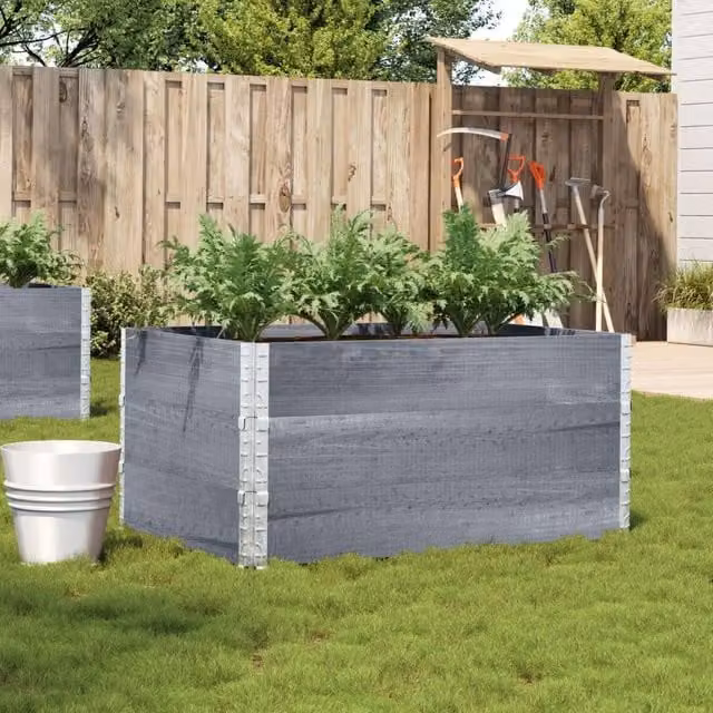 Berkfield Home Grey Solid Wood Pine Garden Planter Tub W: 120 cm, D: 80 cm – 1