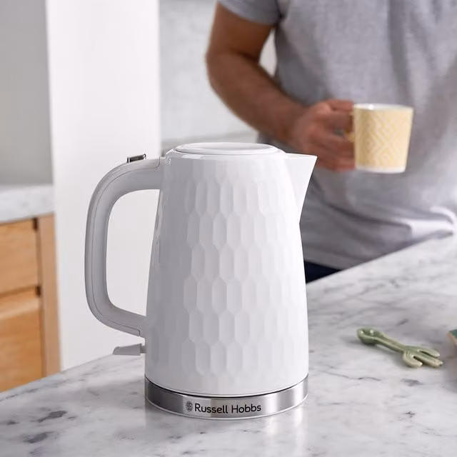 Russell Hobbs Honeycomb Rapid Boil Kettle, 1.7 l, White