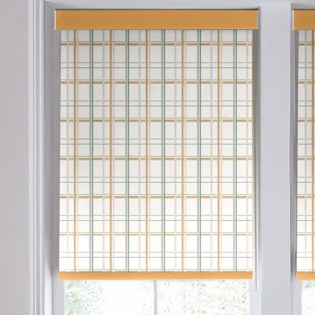 Laura Ashley Burford Check Made to Measure Blackout Roller Blind in Ochre Yellow