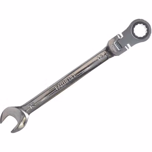 Faithfull Flex Head Ratchet Combination Spanner, 12mm, Chrome Vanadium, Silver