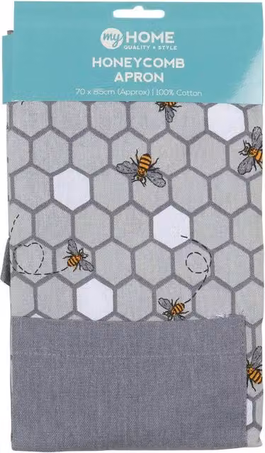 My Home Honeycomb Cotton Apron in Grey for Adults