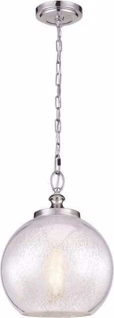 Elstead Tabby Dome Ceiling Pendant Light in Brushed Steel and Grey Glass with E27 Socket