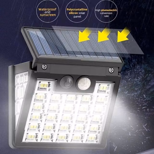 SPETLEK Solar Powered LED Outdoor Wall Security Floodlight in Black – 1