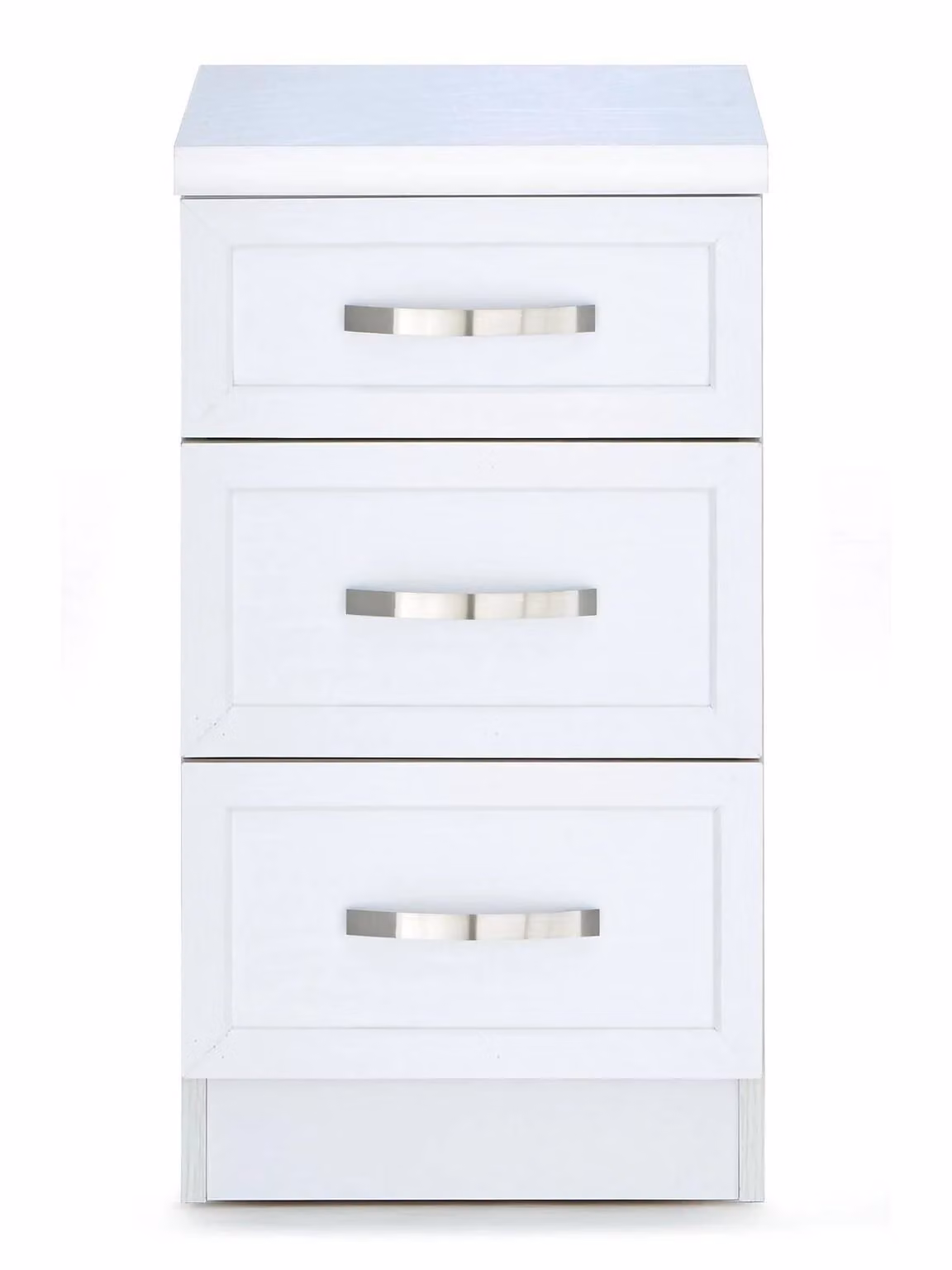 Camberley 3 Drawer Graduated Bedside Table in White Modern Bedroom Furniture