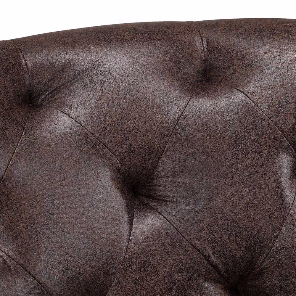Garden Sanctuary Brown PU Leather Chesterfield Buttoned Swivel Office Chair – 6