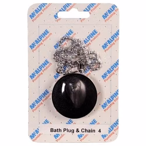 McAlpine CARD-4 Black Bath Plug and Chain BP4 + CH4-18