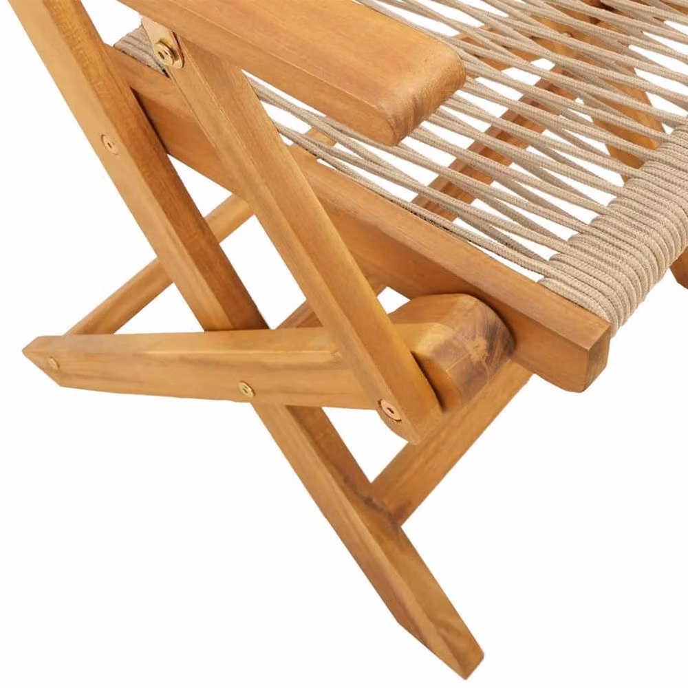 Berkfield Home Set of 6 Folding Garden Chairs in Beige Acacia Wood – 3
