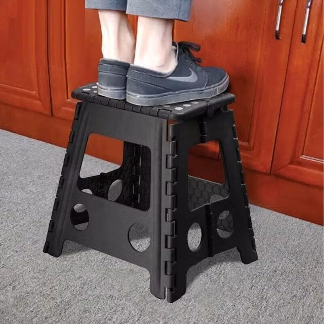 MantraRaj Foldable Lightweight Plastic Step Stool in Black