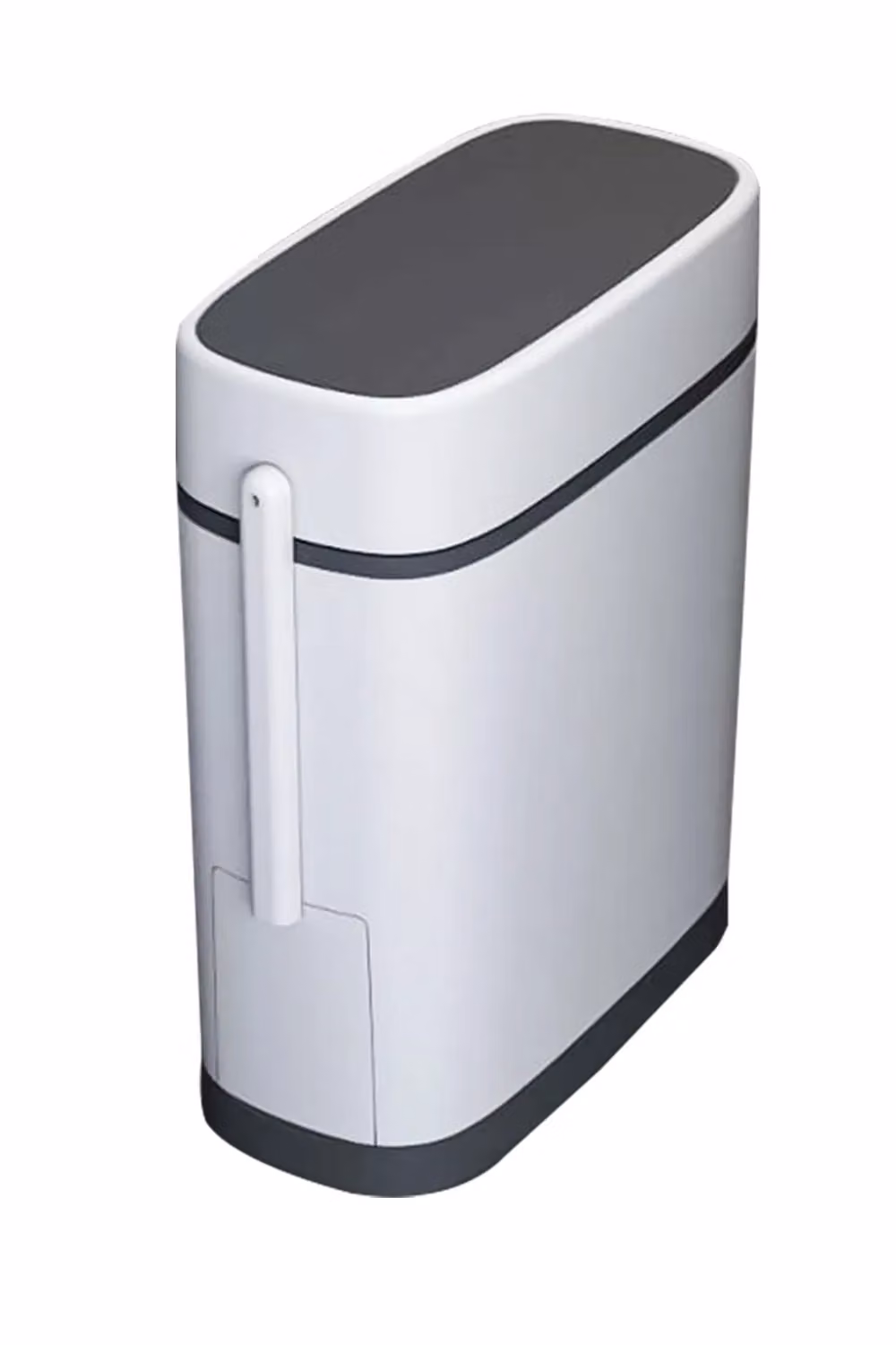 Livingandhome Slim Plastic Bathroom Trash Can with Built-in Toilet Brush and Lid, Black – 3