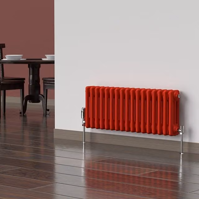 Lux Heat Horizontal Column Radiator in Red, 3 Column, W: 30.0 cm, H: 78.5 cm