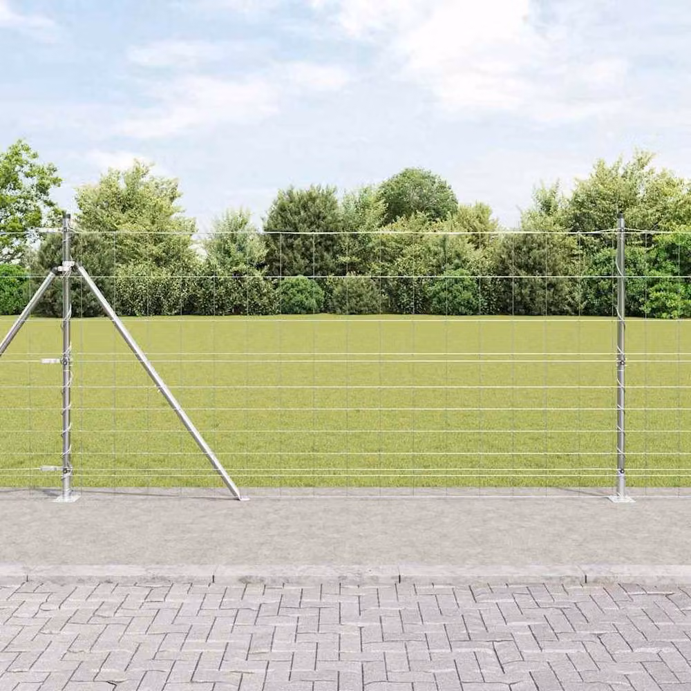 Berkfield Home Field Fence Galvanised Steel in Silver, H: 120 cm, L: 50 m – 2