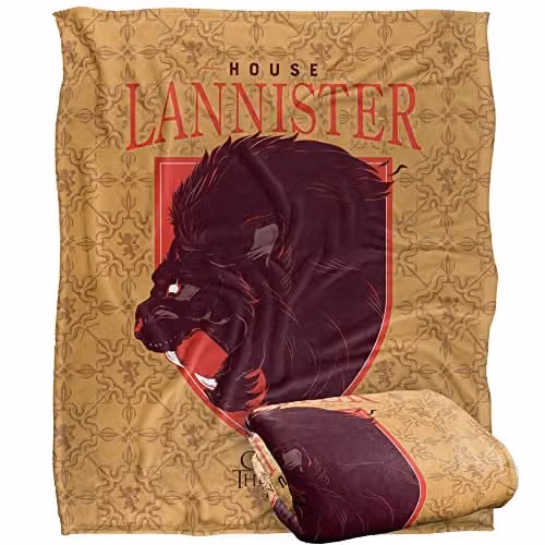 LOGOVISION Game of Thrones House Lannister Silky Touch Super Soft Fleece Throw Blanket, White, W/D/H: 152 x 127 cm
