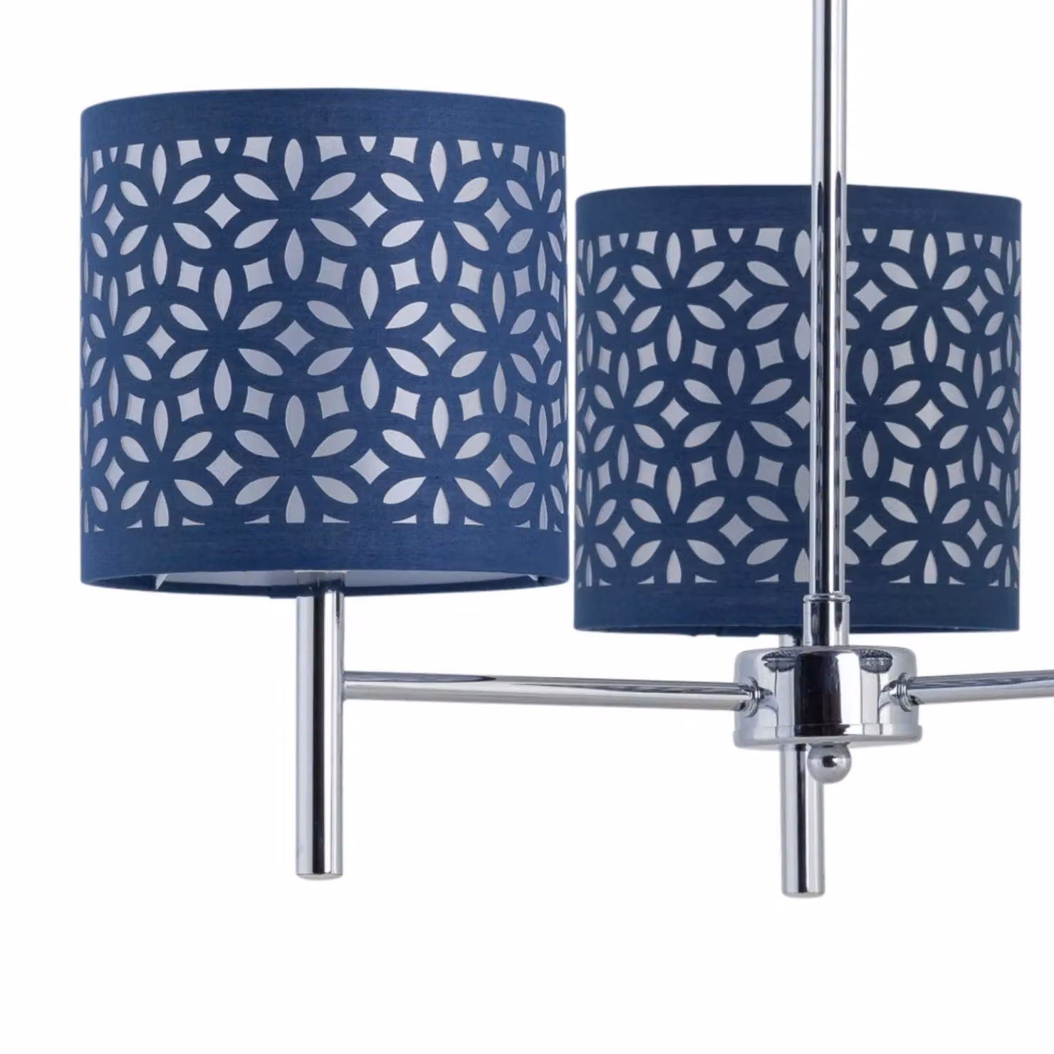 First Choice Lighting Brea Set of 2 Chrome Ceiling Light Fittings with Navy Blue Cut Out Shades – 2