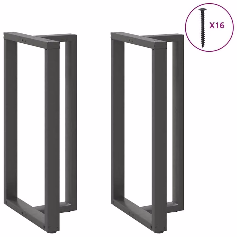 Berkfield T-Shaped Home Bar Table Legs, 2 Piece Steel Set in Anthracite Grey, W: 60 cm, D: 35 cm, H: 110-111 cm – 2