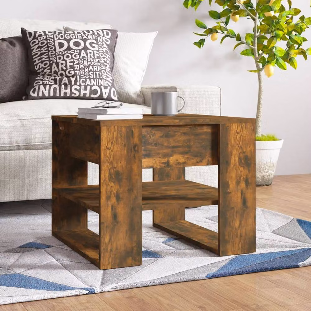 Berkfield Home Smoked Oak Coffee Table, Brown, W: 55.5 cm, D: 55.5 cm, H: 45 cm – 2