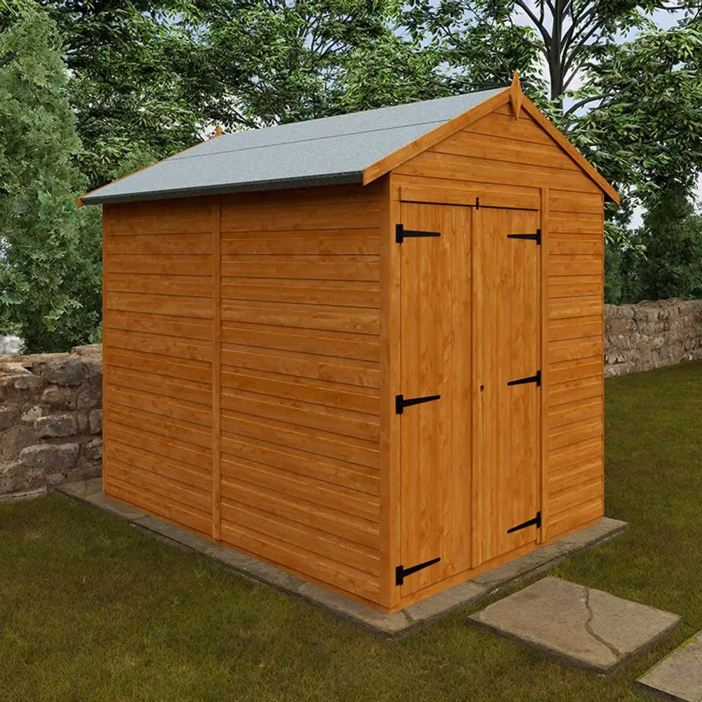 Buttercup Farm Flex Apex Double Door Windowless Wooden Garden Shed in Burnt Orange, W: 243.8 cm x D: 182.9 cm x H: 213.5 cm – 2