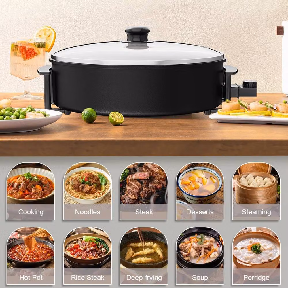 FORGEVIO 8L Large Electric Frying Pan with Glass Lid, Black – 3