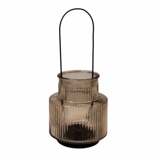 Gift Company Smokey Brown Large Glass Pillar Candle Holder with Handle