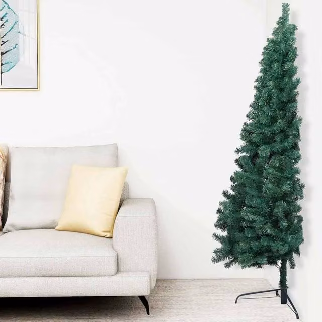 Berkfield Home Artificial Half Pre-lit Christmas Tree with Ball Set, Green, Height: 240 cm – 1
