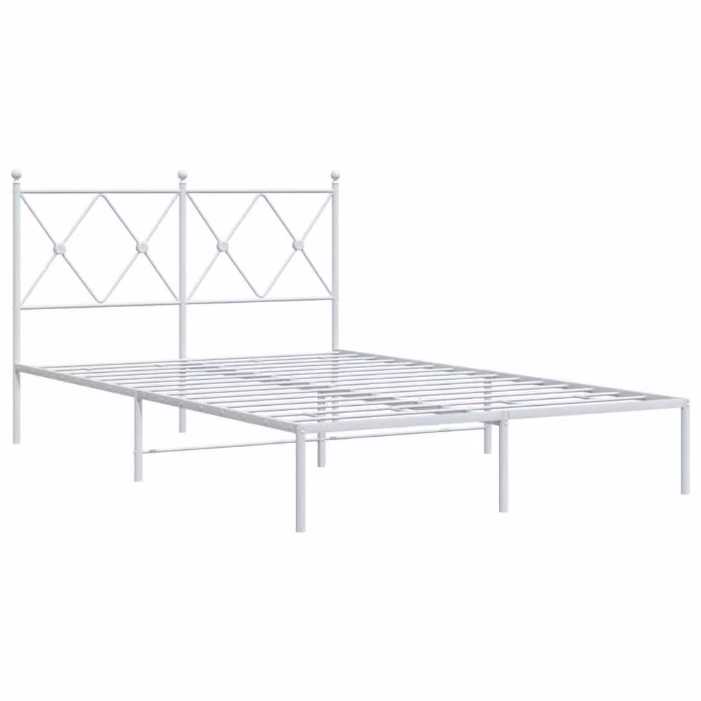 Berkfield Home Metal Bed Frame with Headboard, White, W/D/H: 120 x 190 cm – 3
