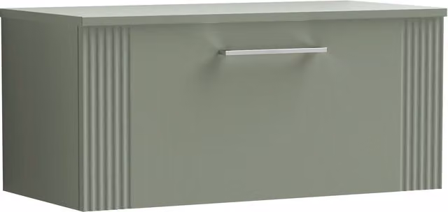 Balterley Modern 1 Drawer Wall Hung Vanity Unit with Colour Match Worktop, Green, Width: 80 cm