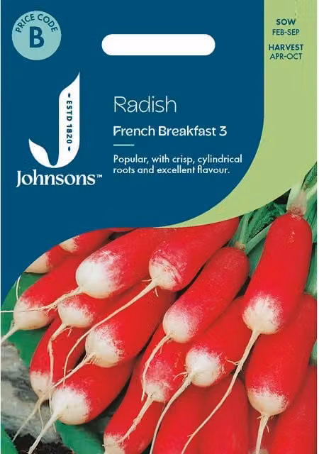 Johnsons Seeds French Breakfast Radish Red Vegetable Seeds