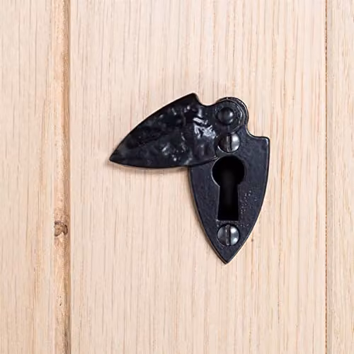 Hammer and Tongs Arrowhead Escutcheon Plate with Cover, Black Matt Iron, W: 30 mm, H: 55 mm, Pack of 10 – 6