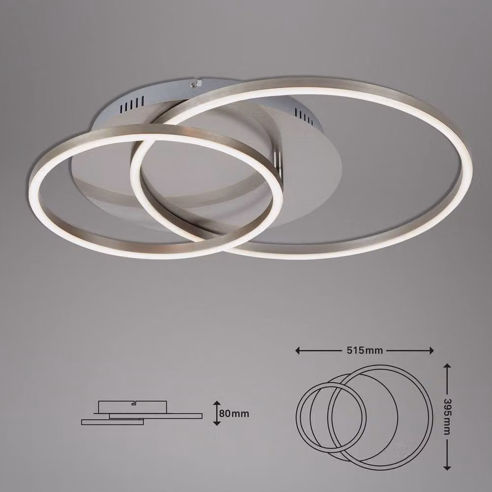 Briloner Chrome LED Ceiling Light, Dimmable 36W, 4100lm, 3000K Warm White, W/D/H: 51.5 x 39.5 x 8.0 cm, Silver – 3