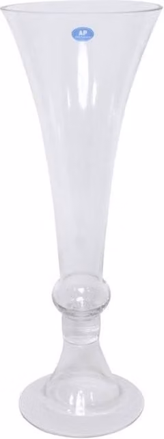KDMD Mayfair Flared Glass Vase, Clear, Height: 45 cm