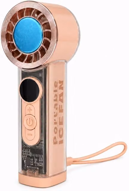 Dyzi Portable Ice Cooling Handheld Fan with 199 Speeds, USB Rechargeable, Pink – 1