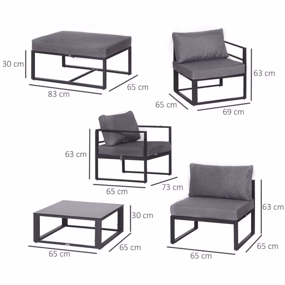 Wyld Haus Nimavi 6 Seater Outdoor Sectional Sofa Set with Tempered Glass Coffee Table in Grey – 3