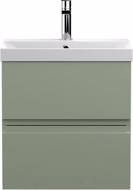 Balterley Mavesyn 2 Drawer Wall Hung Vanity Basin Unit, Satin Green, Width: 50 cm