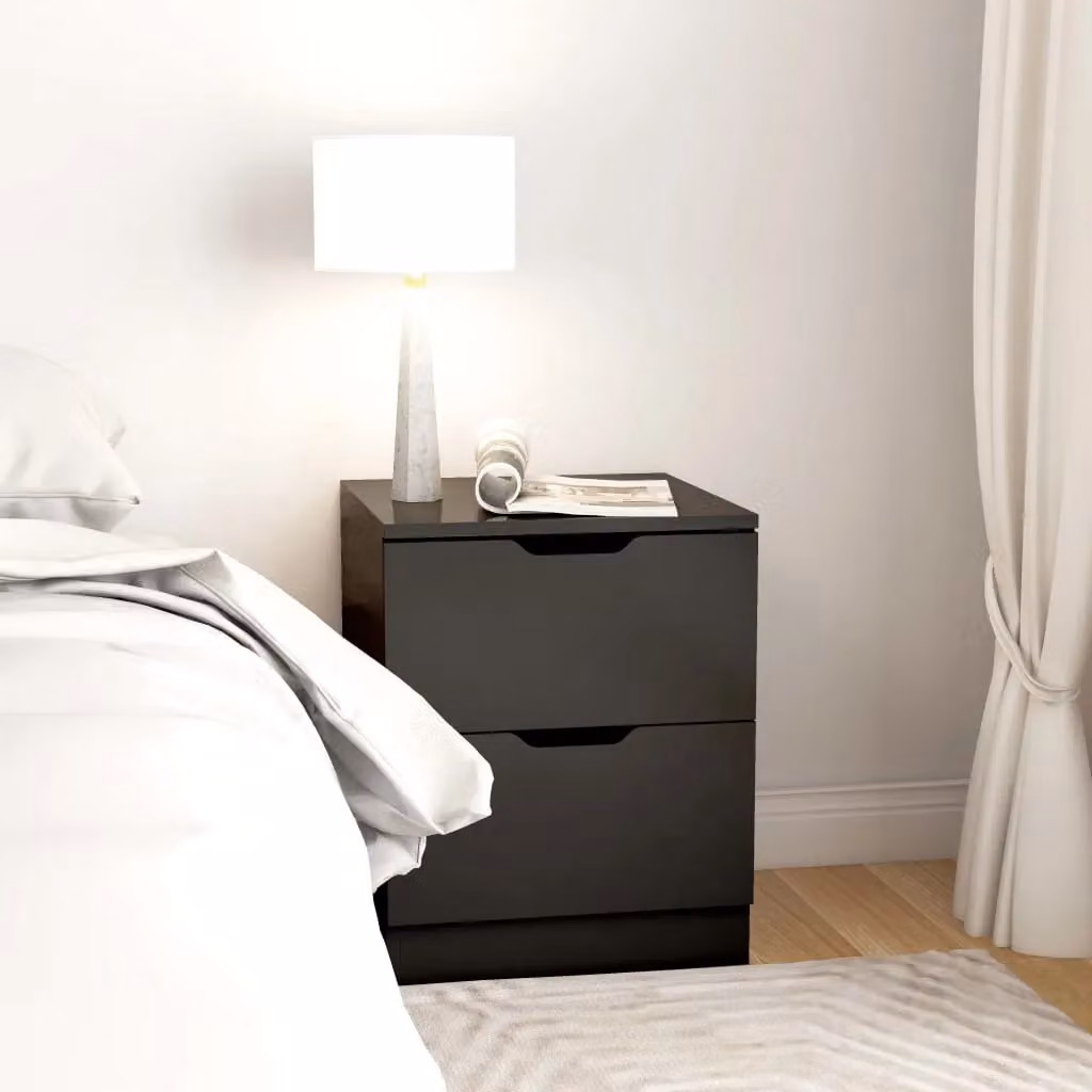 Berkfield Home Set of 2 Modern Black Bedside Cabinets in Matt Engineered Wood W/D/H: 40 x 40 x 50 cm – 3