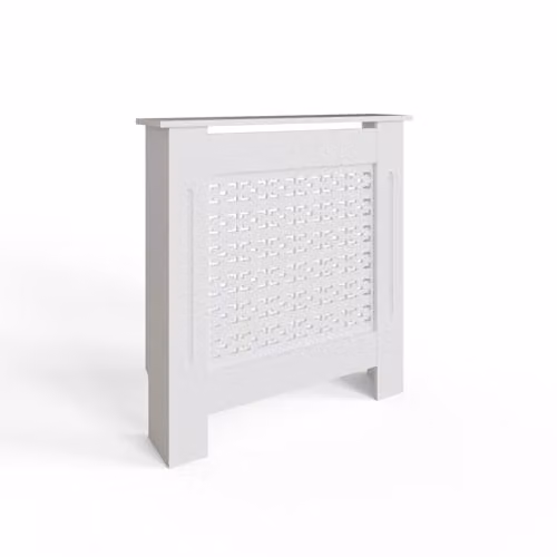 FWStyle White Geometric Small Radiator Cover Shelf Cabinet W/D/H: 82.3 x 78 x 19 cm