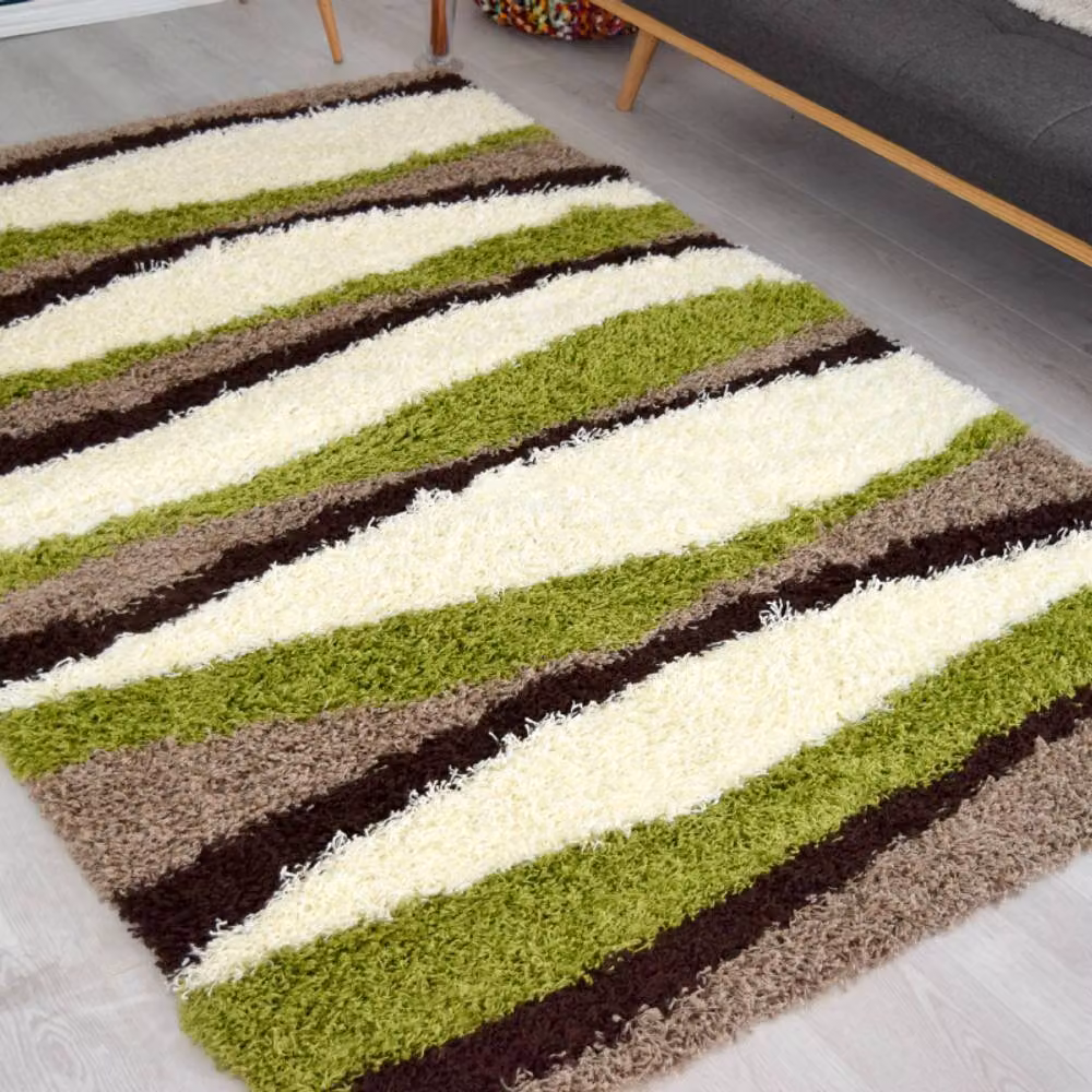 Bravich LTD California Thick Shaggy Waves Rug in Green and Multicolour, W: 60 cm, L: 110 cm – 2