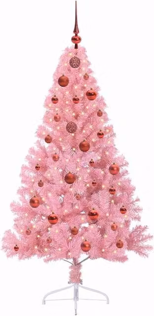 Berkfield Home Beautiful Pink Artificial Pre-lit Christmas Tree with 150 LEDs