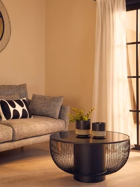 Orsina Black Glass Coffee Table with Metal Frame, W/D/H: 75 x 75 x 40 cm – 1