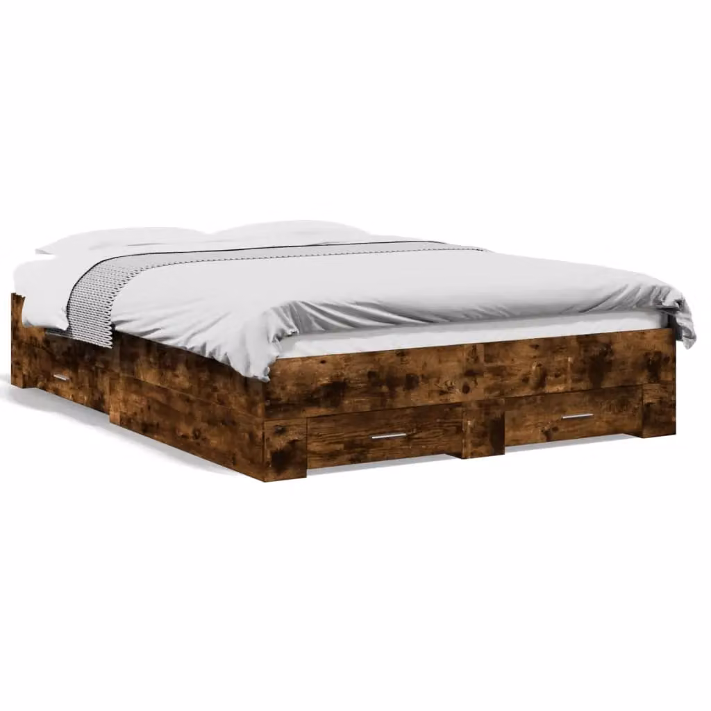 Berkfield Home Small Double Bed Frame with Drawers in Smoked Oak Brown, W/D/H: 120 x 190 cm – 2