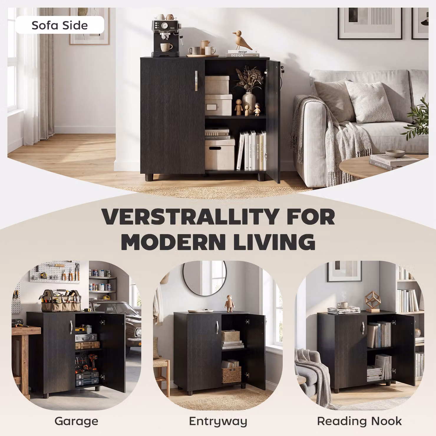 HOMCOM Black Lockable File Cabinet with Hinged Doors and Internal Shelves, W/D/H: 80 x 40 x 80 cm – 7