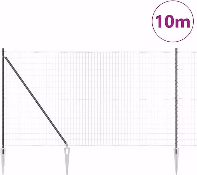 Berkfield Home Modern Euro Fence in Grey Galvanised Steel with 7 Spike Posts, W: 10 m, H: 1.6 m