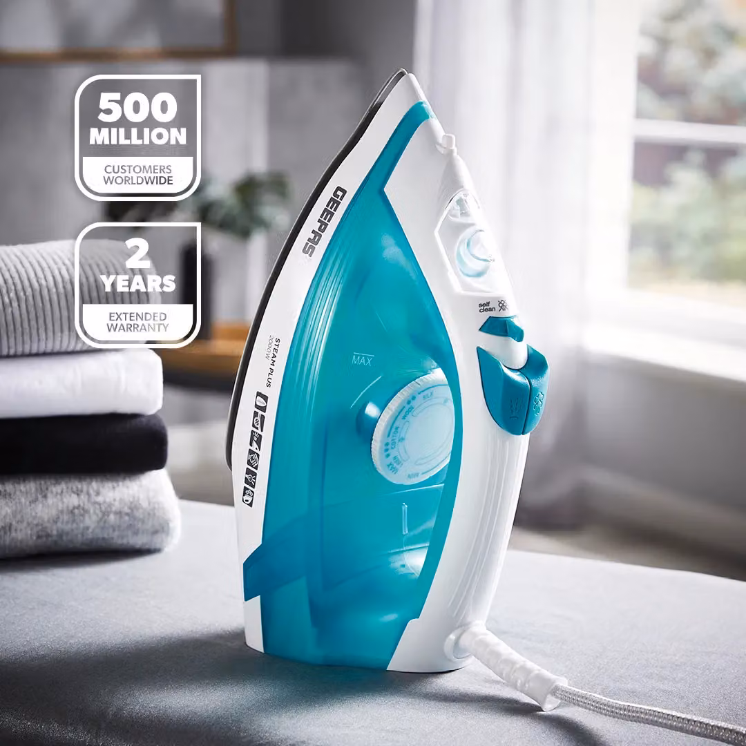 Geepas 2000W Steam Iron with Ceramic Non-Stick Soleplate and Vertical Steam Function, Blue – 2