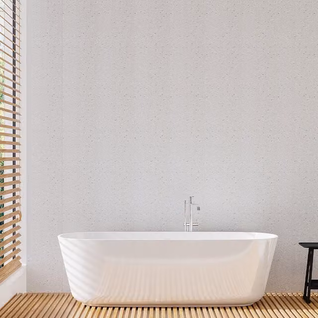 Livingandhome 5-Piece White Sparkle PVC Waterproof Bathroom Wall Panel Cladding