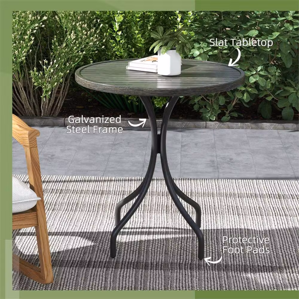 EONLION Grey Modern Matt Galvanised Steel Garden Table H 66 cm – 3
