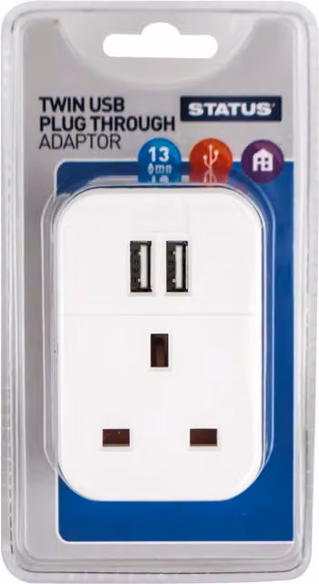 Twin USB Port 2.1A Power Adaptor, White