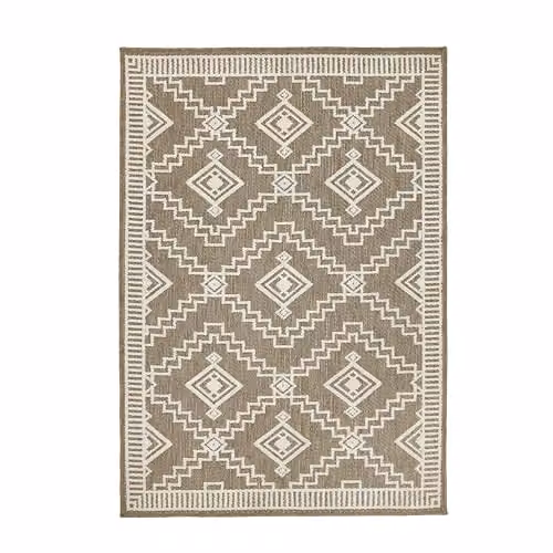 Giza Carpet Origins Atlas Diamond Boho Coffee Rug in Brown and Beige, W: 160 cm, D: 230 cm