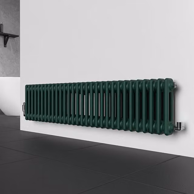 Lux Heat Horizontal Column Radiator in British Racing Green, W: 137 cm, H: 30 cm
