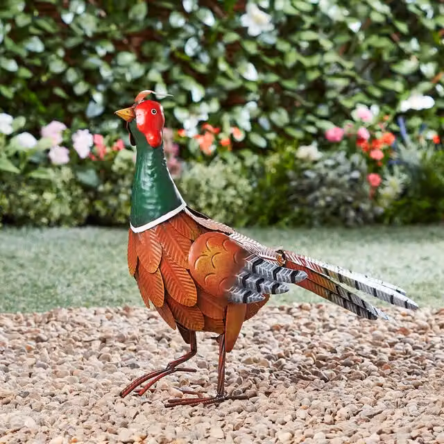 Garden Gear Multicolour and Grey Metal Pheasant Garden Ornament Statue